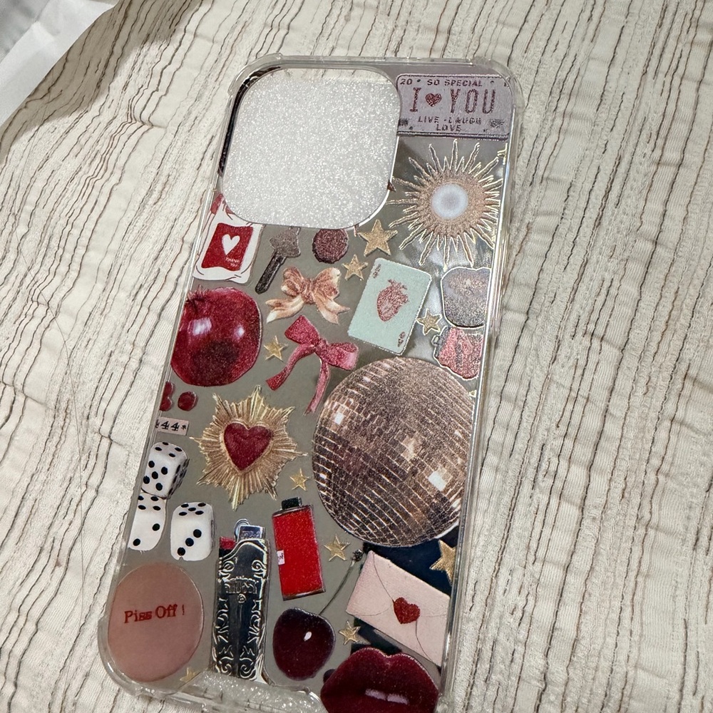 SHEIN Clear Phone Case with Red and Gold Accents